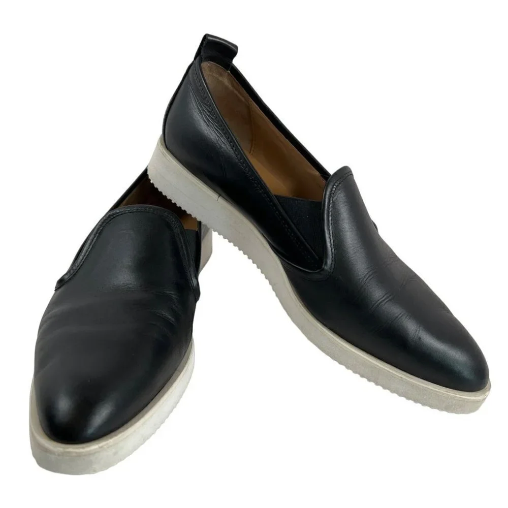 Everlane‎ Size 10.5 The Street Shoe Black Italian Leather Slip-On Shoes Flats